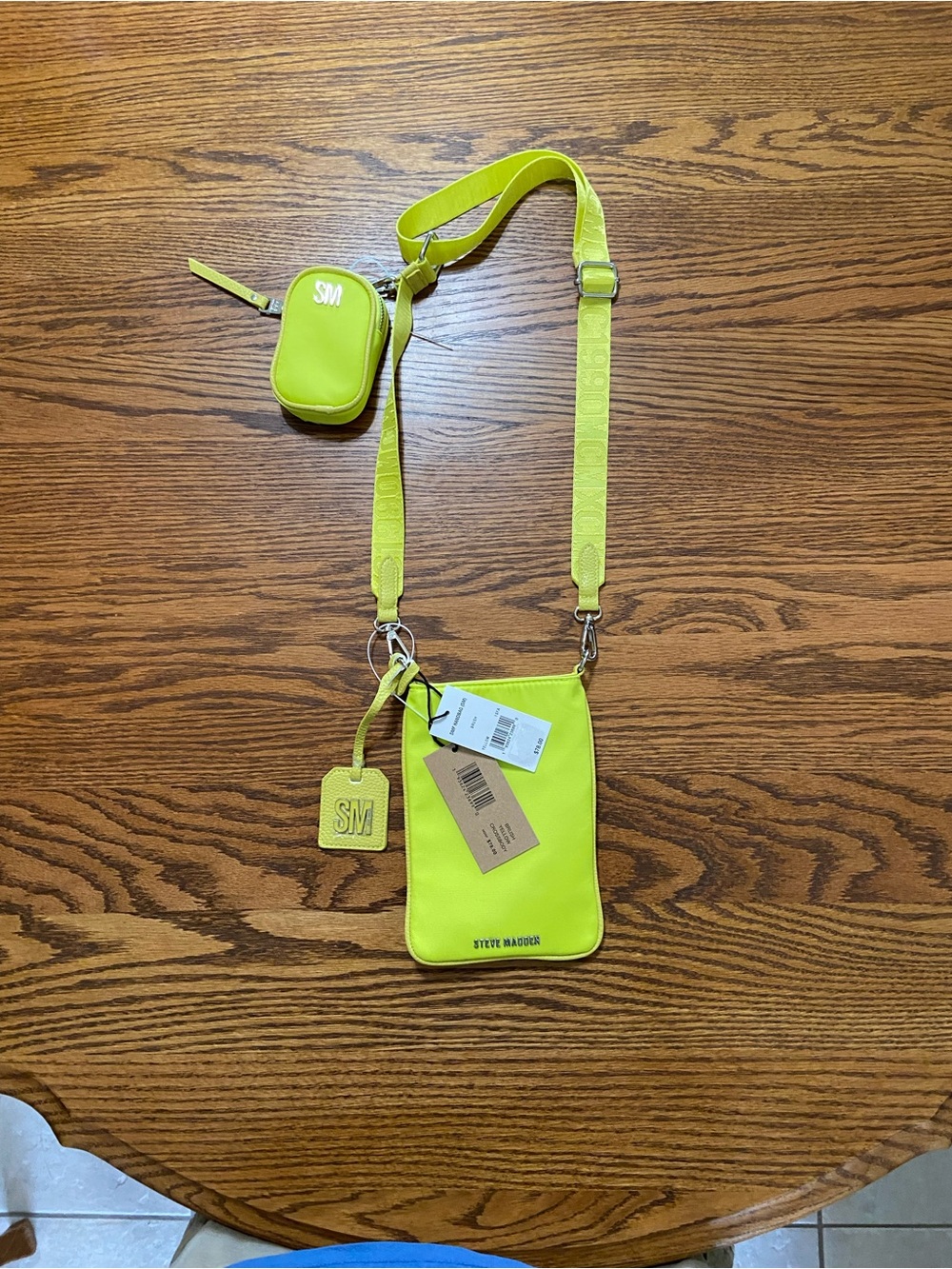 NWT Steve Madden DMF Crossbody Bag Brush Yellow with Matching Coin Zipper Pouch